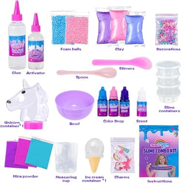 ZOnFRTO Mini Unicorn Slime Kit for Girls - Glimmer Crunchy, Butter, and Galaxy Slime for Kids 6-12 - Party Favors for Children - Image 6