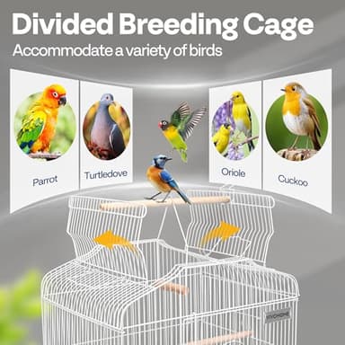 VIVOHOME 64 Inch Bird Cage with Play Top and Rolling Stand for Parrots Conures Lovebird Cockatiel Parakeets White - Image 6