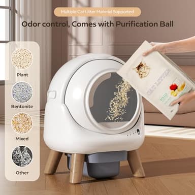 SHETAZ Self Cleaning Litter Box,Automatic Cat Litter Box for Multiple Cats,Robot with APP Control,Dual Safety Protection,Odor-Free Waste Disposal Includes Trash Bags,White - Image 3