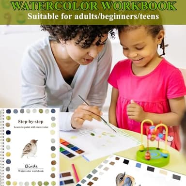OYVOYV Watercolor Workbooks with 12 Illustractions Beginner Friendly Coloring Book Painting Kit Easy Nature Scenes Paint Set for Creative Exploration Gift for Adults Teens (Flowers, Without Palette) - Image 6