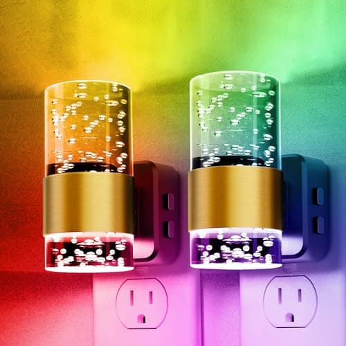 Night lights plug into wall, Color Changing Night Light with Rotatable Plug, Dusk to Dawn Light Sensor and Adjustable Brightness, Elegant Design Night Light for Kids Bedroom,Bathroom, 2 Pack - Image 1