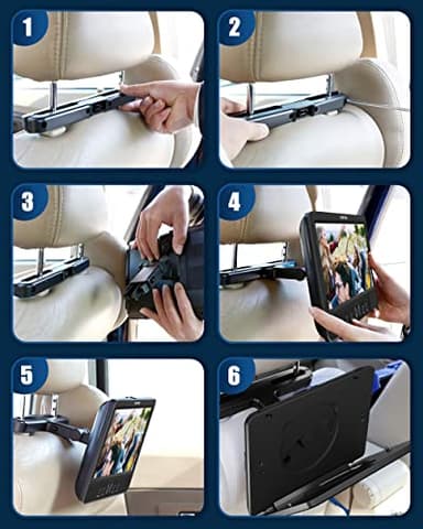 WONNIE 10.5" Two DVD Players Dual Screen for Car Portable CD Player, Play a Same or Two Different Movies with Two Mounting Brackets, 5-Hour Rechargeable Battery, Support USB/SD Card Reader - Image 7