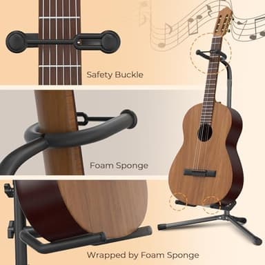 GLEAM Guitar Stand - Adjustable Fit Electric, Classical Guitars and Bass, Load Capacity 20LB, Accessories, Folding Type Black (CG-4) - Image 6