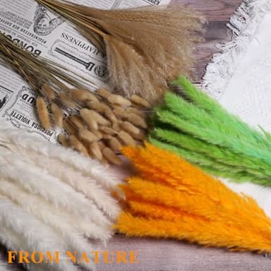 Colorful Pampas Grass Decor – White, Orange, and Light Green Dried Arrangements for Weddings, Baby Showers, and Home Decor. 17” Centerpiece (No Vase). - Image 4