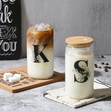 AYGXU Travel Must-Have Gifts,travel jewelry case organizer,small jewelry travel case,Cute Tumbler Cup,16oz bamboo lids for glass cups,teacher appreciation gifts for women,Initial B purple - Image 4