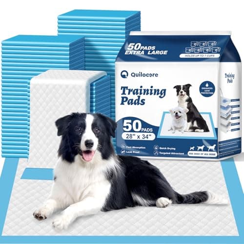 50 Count 28” x 34” XL Disposable Dog Pee Pads, Super Absorbent Leakproof Quick Drying Puppy Pee Pads for Dogs, Extra Large Disposable Dog Training Pads - Image 1