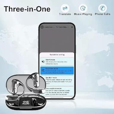 Ai Languages Translation Earbuds,Real Time Translator Earphones Support (French, Spanish, German etc.) 144 Languages & Accents with App Instant Voice Translator for Travel, Learn,Business.Black - Image 2