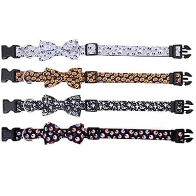 Halloween Dog Collar with Removable Cute Bow Tie Adjustable Pet Collars Medium - Image 3