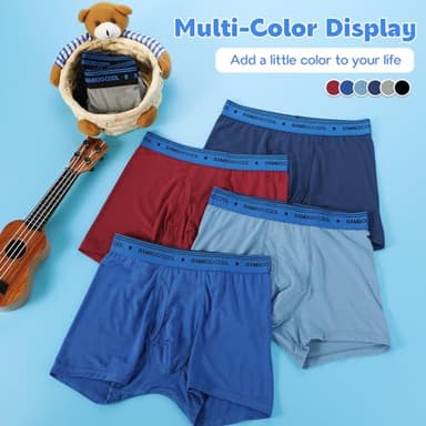BAMBOO COOL Boys' Underwear Moisture-Wicking Brethable Boxer Briefs Soft Lightweight Tag-Free with Fly Pouch 6-Pack - Image 6