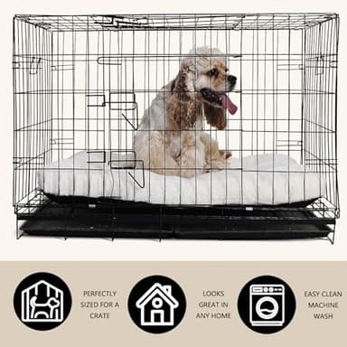nononfish Dog Crate Bed 36 x 24 for Large Dogs Washable with Anti-Slip Bottom,Extra Soft 36 inch Crate Pad fit Kennel or Cage Pet Sleeping Mat,Fits up to 50 lbs,35" x 23" x 3" Cream White - Image 2
