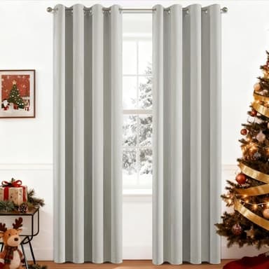 Yakamok Room Darkening Thermal Insulated Light Blocking Blackout Curtains, 2 tie Backs Included(52Wx84L,Light Beige,2 Panels) - Image 1