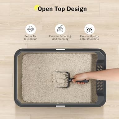 Stainless Steel Litter Box, Extra Large Litter Boxes for Big Cats, XLarge Metal Cat Litter Box with Lid, Anti-Urine Leakage XL Box with High Sides, Easy Clean, Non-Sticky, Scoop Included - Image 7