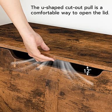 HOOBRO Storage Bench, 39.4” Retro Wooden Storage Chest with U-Shaped Cut-Out Pull, Safety Hinge, Supports 220 lb and Easy Assembly for Toy Box Organizer (Rustic Brown) BF771CW01 - Image 6
