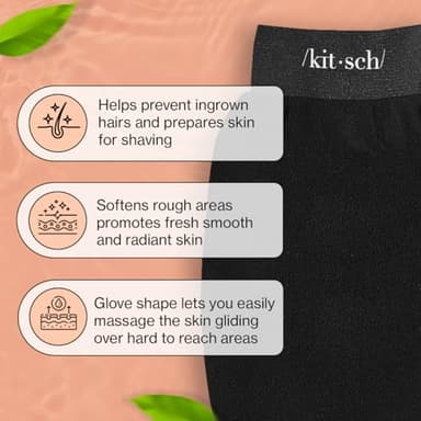 Kitsch Exfoliating Glove – Korean Exfoliating Mitt & Deep Exfoliating Body Scrubber for Shower, Bath | Body Exfoliator, Dead Skin Remover | Skin Care for Smooth, Renewed Skin - 1pc, Black - Image 2