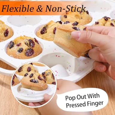 Silicone Muffin Pan, with Metal Reinforced Frame 2.8 Inch Regular Size Silicone Cupcake Pan Nonstick 12 Cups for Baking Homemade Muffins, Cupcakes, Egg Bites 2 Pack Dishwasher Safe BPA Free - Image 6