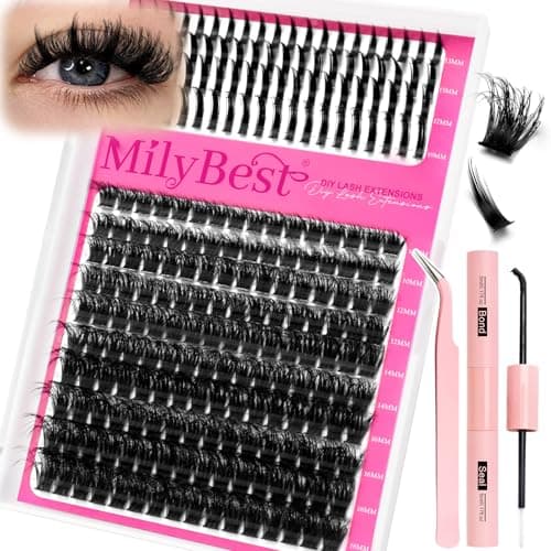 Manga Lash Clusters Kit 100D Eyelash Clusters with DIY Spikes 13-19MM Spiky Volume Cluster Eyelash Extensions Wispy Individual Lash Extensions Kit Anime Lashes Cluster Bond & Seal Tweezer by MilyBest - Image 1