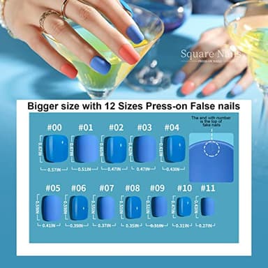 Short Square Press on Nails, Teenitor 576pcs Short Press on Fake Nails With Nail Glue And Adhesive Stickers, 12 Colors Matte Press On Short Nails, 12 Colors Glossy Short Press On Nails, Short Glue On Nails With Nail Stickers Rhinestones - Image 5
