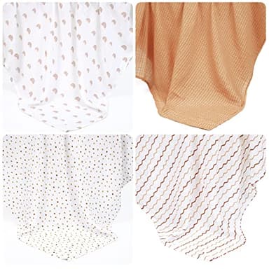 david's kids 4 Pack Baby Muslin Swaddle Blankets, 100% Cotton and Ultra Soft Breathable Receiving Blanket Wrap for Boys Girls, New Born Essentials, Large 47 x 47 inches, Rainbow/Wave - Image 7