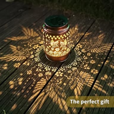 Solar Lanterns Outdoor Hummingbird Lights Garden Decor, Mothers Day Gifts for Mom, Metal Hanging for Porch, Yard, Backyard, Patio, Gifts for Women Mom Grandma - Image 6