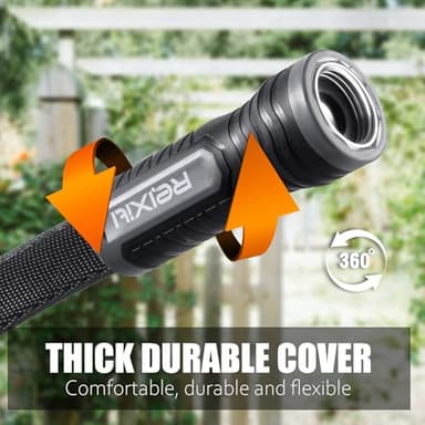 Non-Expanding Garden Hose 50FT – Flexible, Burst-Resistant, Anti-Kink, Lightweight & Durable for Outdoor Use(Black) - Image 2