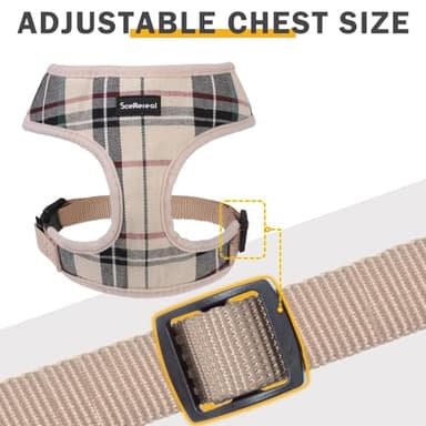 SCENEREAL No Pull Dog Harness Collar and Leash Set for Small Sized Dogs, Soft Mesh Step in Plaid Harnesses for Fall Winter, Adjustable Pet Vest for Outdoor Walking Training and Running - Image 4