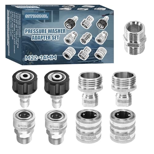 SITIMIMIL Pressure Washer Quick Connect Kit(9PCS),M22 14mm to 3/8" Quick Disconnect,3/4" to Quick Release Pressure Washer Accessories,Stainless Steel Adapter Set for Power Washer - Image 1