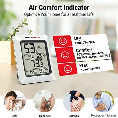 ThermoPro TP50 Digital Hygrometer Indoor Thermometer Room Thermometer and Humidity Gauge with Temperature Humidity Monitor - Image 3
