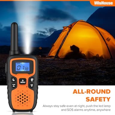 Wishouse Walkie Talkies for Adults Long Range-Rechargeable 4 Pack 2 Way Radios, Hiking Accessories Camping Gear Xmas Birthday Gift for Kids Family with Lamp,SOS Siren,NOAA Weather Alert,Easy to Use - Image 6
