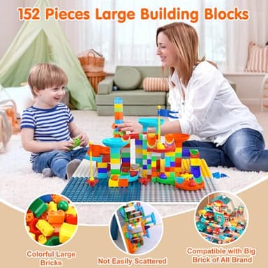Arscniek Toddlers Activity Table 7 in 1 Kids Activity Tables and Chair Set with 152Pcs Large Marble Run Building Blocks, Sand/Water Tables, Kids Learning Play Table Toys for Girls Boys Toddler Age 3-7 - Image 6