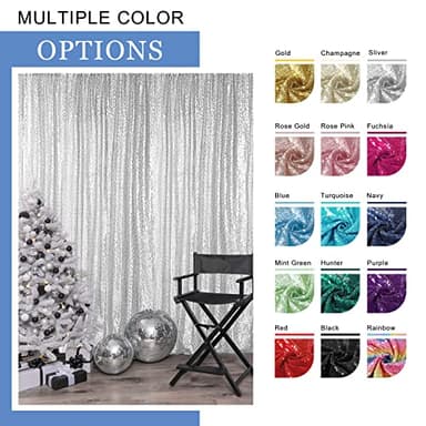 Hahuho Silver Sequin Backdrop Curtain, 4PCS 2FTx8FT Glitter Backdrop Curtain for Parties, Christmas, Wedding, Party Decoration（4 Panels, 2FT x 8FT, Silver - Image 5