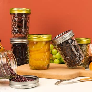 CycleMore Mason Jars 8 oz, 24 Pack Canning Jars with Mixed Color Airtight Lids, Half Pint Canning Jar Ideal for Fermenting, Jam, Honey, Pickling, Wedding/Shower Favors, DIY Decors - Image 6