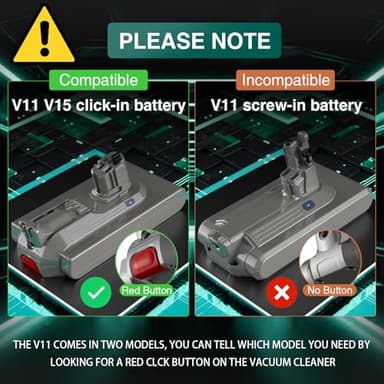 EGR 7000mAh V11 Battery Replacement Compatible with Dyson V15 Button Click in Installation Style Battery V11 V15 SV15 SV16 SV22 970425-01 Vacuum Cleaner (Not Fit for Fixing Styles with Screws) - Image 2