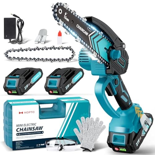 Mini Chain saw, 6-Inch Chain Saw, 2 Pack 2000mAh Batteries, 【Seniors Friendly】Portable Handheld Chainsaw, Mini Chainsaw Cordless for Wood Cutting Tree Trimming DIY Projects Gardening Camping - Image 1