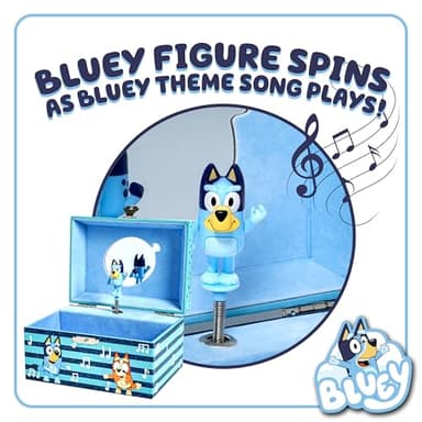 Mini Treasures Bluey Jewelry Box for Girls - Musical Jewelry Box with Spinning Figurine, Bluey Toys for Kids Ages 3-5 - Plays Bluey Theme Song - 6 x 4.7 x 3.5 in - Image 3