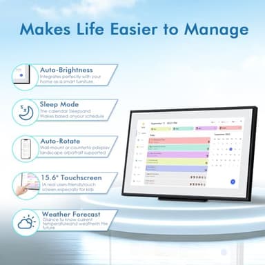 Calendar Digital 15.6 Inch Electronic Calendar&Chore Chart, 1920 * 1080P IPS Touchscreen Wall Smart Weekly and Monthly Planner For family Black Gift for mother mom women - Image 2