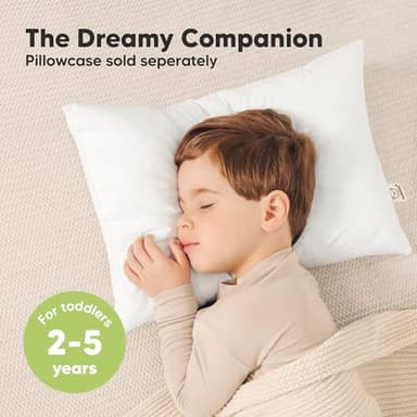 KeaBabies 2-Pack Toddler Pillow 13x18 - Soft Organic Cotton Kids Travel Bed Pillows for Sleeping, School, Nap, Machine Washable, Toddlers 2 to 5, Pillowcase Sold Separately (Soft White) - Image 3
