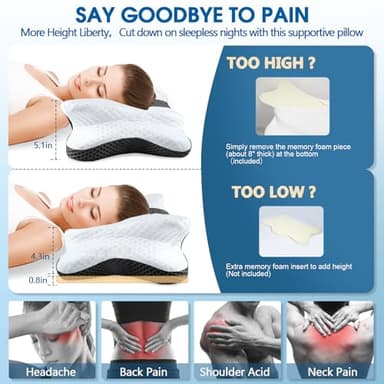 CHxxy Memory Foam Pillows, Cervical Pillow for Neck and Shoulder Pain Relief, Ergonomic Contour Bed Pillow, Soft for Side Sleep Stomach Sleeping and Back Sleeper - Image 2