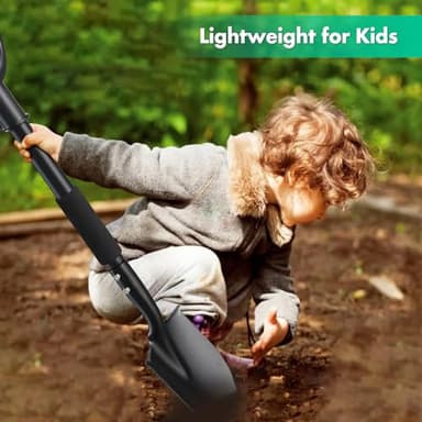 Garden Shovel, 31 Inch Small Garden Shovel, Light Weight Metal Gardening Flat Small Digging Shovel Spade for Kids, Planting, Gardening, Camping, Car, Mini Shovel- 6 Inch Wide Spade - Image 2