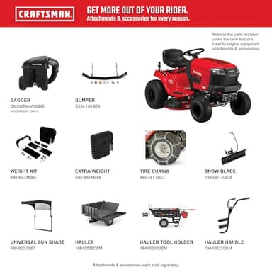 Craftsman 36" Gas Riding Lawn Mower with 11.5 HP* Briggs and Stratton Single-Cylinder Engine, Gas Lawn Tractor with 7-Speed Transmission, Red/Black - Image 8