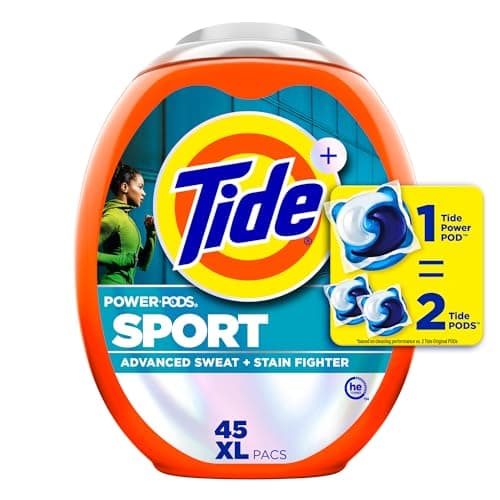 Tide Power PODS Laundry Detergent Pacs with Febreze Sport, 45 Count, HE Compatible, Febreze Freshness with Sport Odor Defense, Tide PODS Laundry Detergent - Image 1