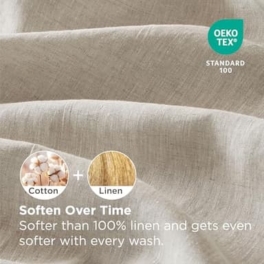 Bedsure Linen Sheets - Twin Size Sheets, Blend from Linen Cotton Bedsheets, Breathable Cotton Bedsheets, Gifts for All Seasons, 3 Pieces, Linen - Image 2