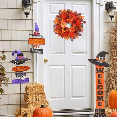 24" Fall Wreath for Front Door Outside - Sunflower, Pumpkin, Berry & Maple Leaves | Weatherproof Autumn Outdoor Wreaths with Hanger Hook for Thanksgiving, Harvest - Image 4