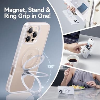 CASEKOO Designed for 16 Pro Max Case with Magnetic Invisible Stand [Military Drop Protection] [Compatible with MagSafe] Shockproof Slim Translucent Matte Promax Case 6.9 Inch，Translucent White - Image 3