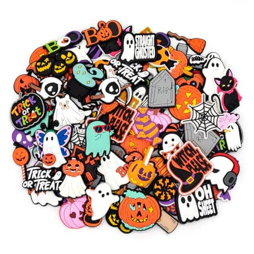 HYB KUAJI 50-pack Halloween Shoe Charms - Spooky DIY Decorations for Sandals - Image 1