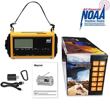 Raynic Emergency Radio, 5000mAh/18500mWh Weather Radio, Solar Hand Crank Radio with AM/FM/SW/NOAA Alert, Cell Phone Charger, Headphone Jack, Flashlight and SOS Siren - Image 7