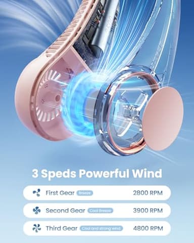 Gaiatop Portable Neck Fan Rechargeable, Hands-Free 360° Cooling, 17hrs Runtime, Battery Powered Personal Wearable Fan, Summer Outdoor Travel Essentials, Birthday Gifts for Women Mom Girls, Pink - Image 4