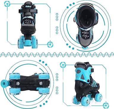 Kids Roller Skates for Girls, Teal Adjustable Rollerskates with Light Up Wheels for Big Kids Ages 6-12 7 8 9 10, Beginners Outdoor Sports, Best Birthday Gift for Kids - Image 5