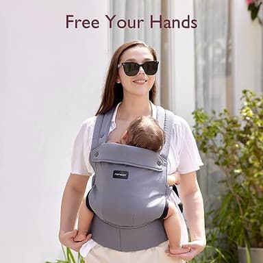 Momcozy Baby Carrier - Ergonomic, Cozy and Lightweight Carrier for 7-44lbs, Effortless to Put On, Ideal for Hands-Free Parenting, Enhanced Lumbar Support, Purehug for Infant to Toddler, Grey - Image 2