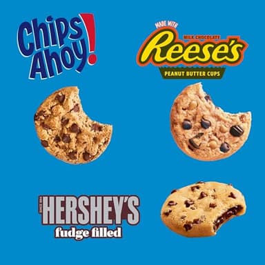 CHIPS AHOY! Cookies Variety Pack, Original Chocolate Chip, Chewy Chocolate Chip with Reese's Peanut Butter Cups & Chewy Hershey's Fudge Filled Soft Cookies, 50 Snack Packs - Image 5