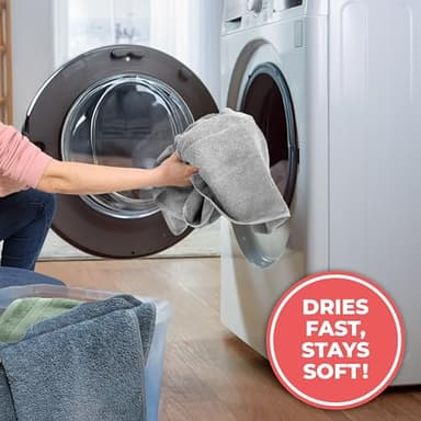 TEXTILOM 100% Turkish Cotton 6 Pcs Luxury Bath Towels, Soft & Absorbent Bathroom Towels Set (2 Bath Towel, 2 Hand Towel, 2 Washcloths)- Light Grey - Image 5